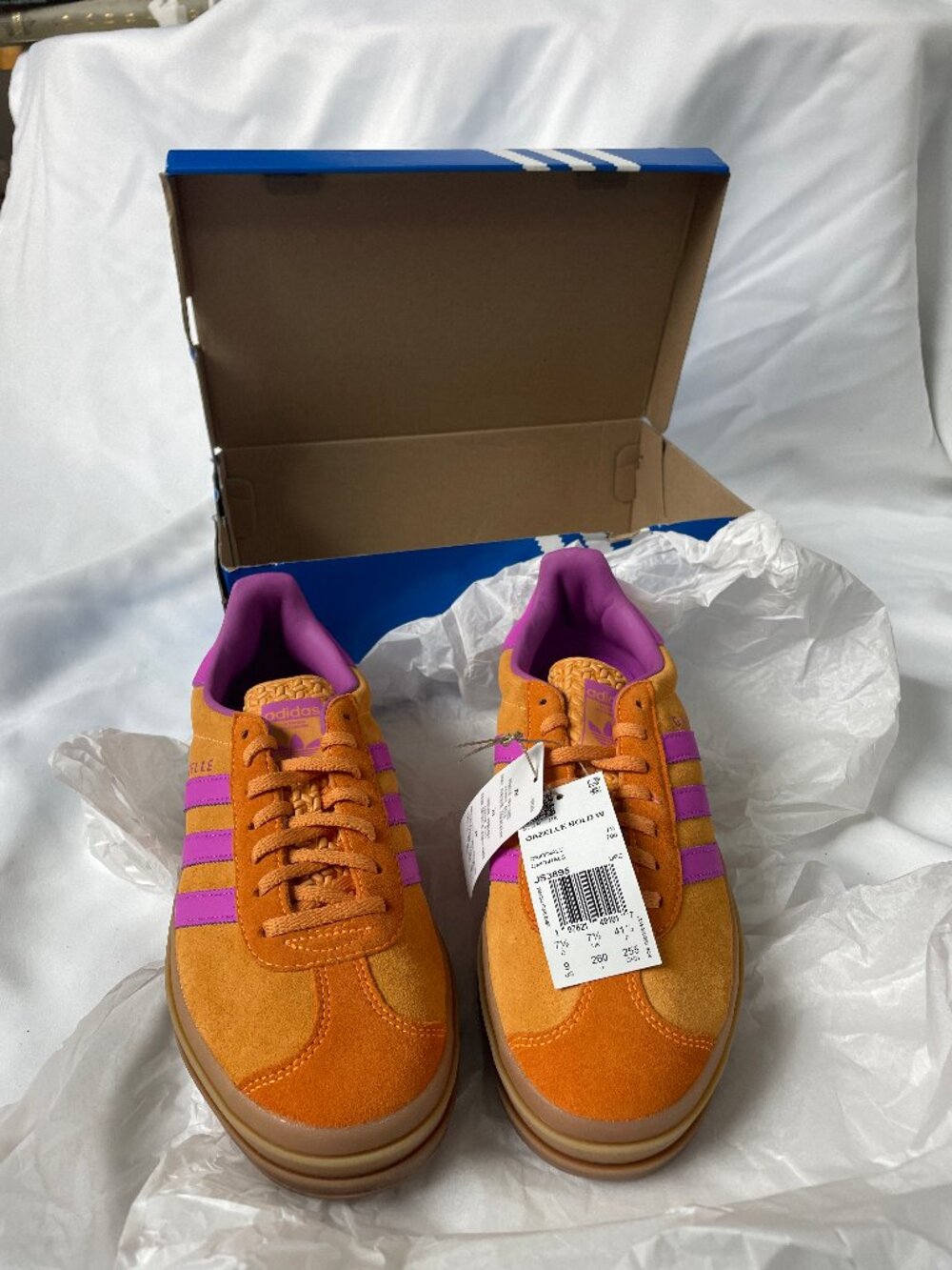 NWT Adidas Gazelle Bold Platform Flash Orange Purple JS3895 Size 9